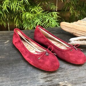 Sam Edelman bow ballet flats red suede size 6 1/2